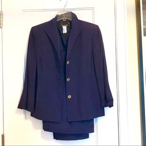 Navy silk & linen pantsuit & blazer